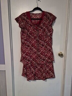 Emma James Red Plaid A-Line Skirt Set
